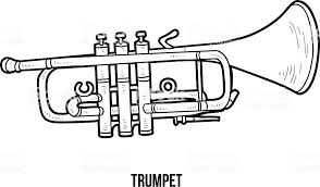Kolorowanka Dla Dzieci Instrumenty Muzyczne Trąbka - Stockowe ...